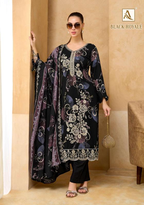Alok suits black royale cotton dress materials wholesale